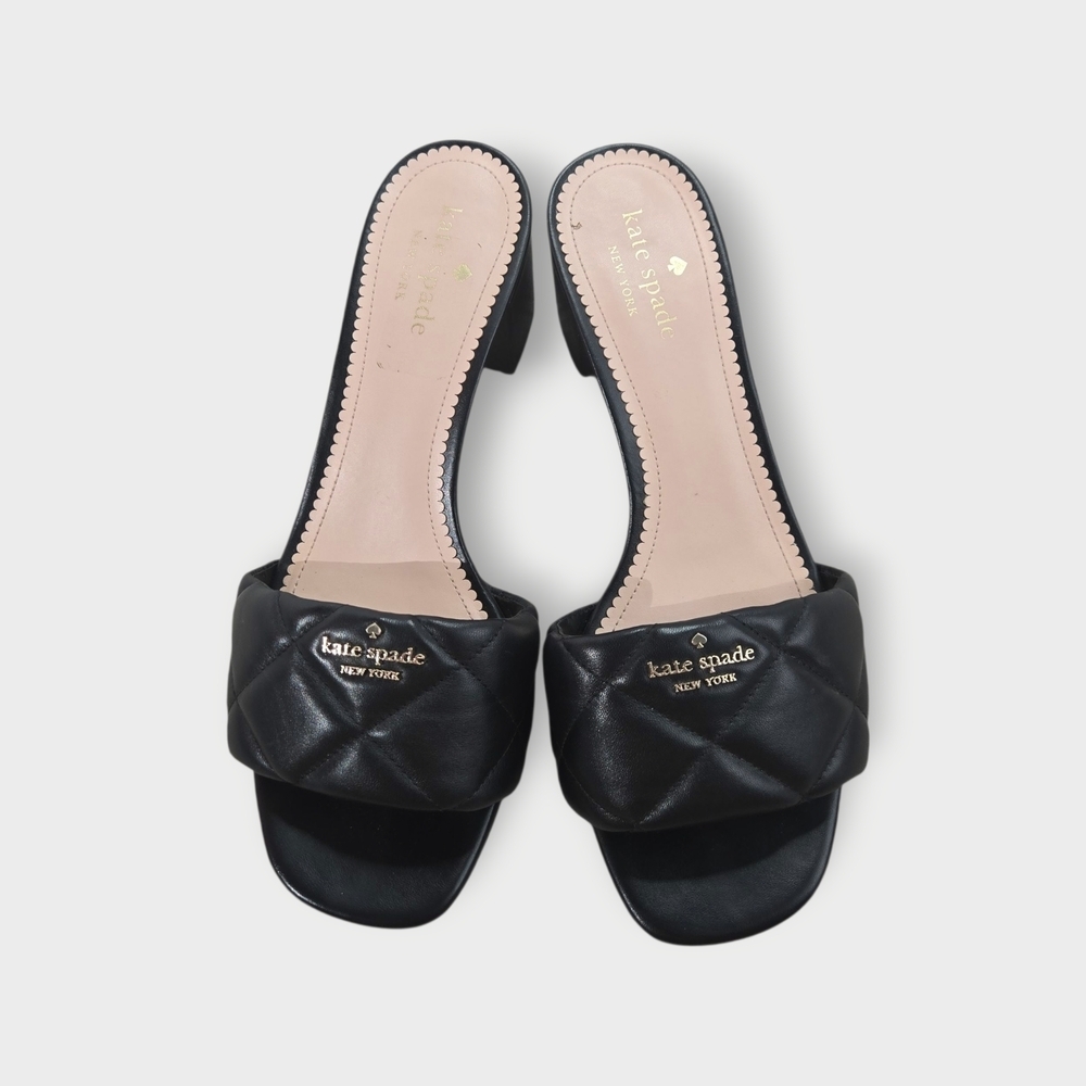 Kate Spade Pillow Sandal Women’s 9.5B Black Heeled Flats Quilted Slip On EU 40 - Picture 2 of 8